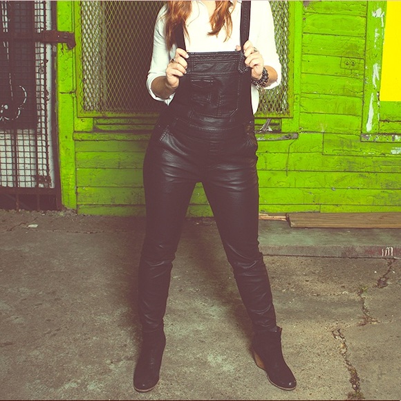 green leather jumpsuit